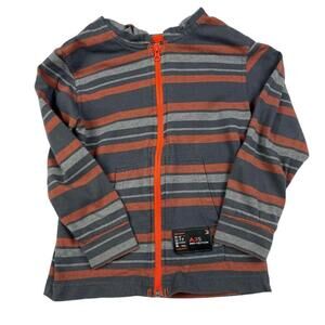 Burnside Hoodie Boys Size 6 Gray Multi Striped Long Sleeve Full Zip Drawstring